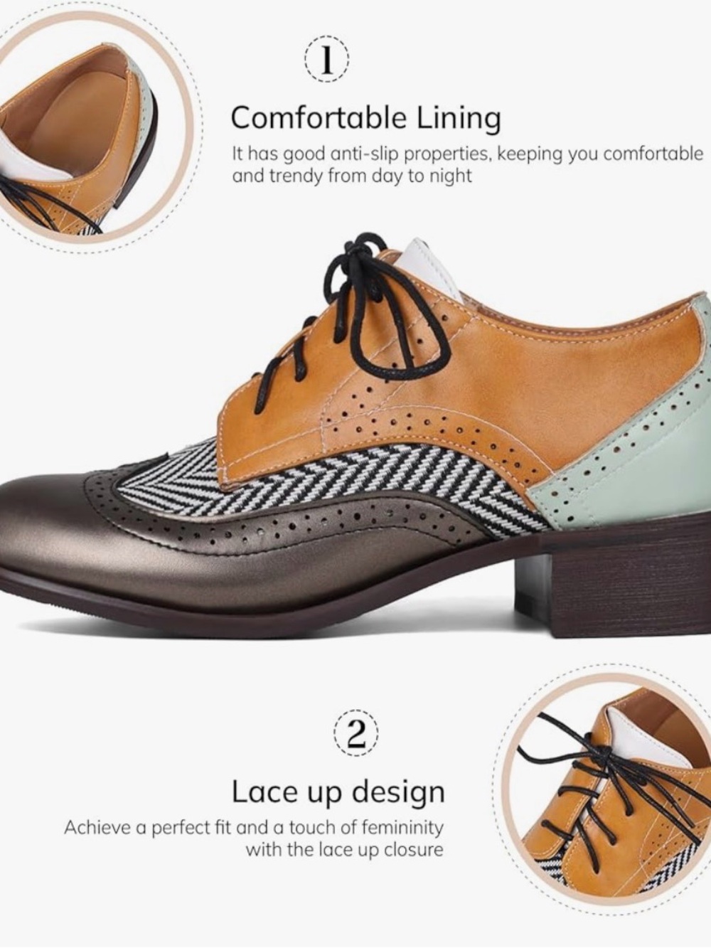 Chic Colorblock Oxford Heels - Picture 3 of 3